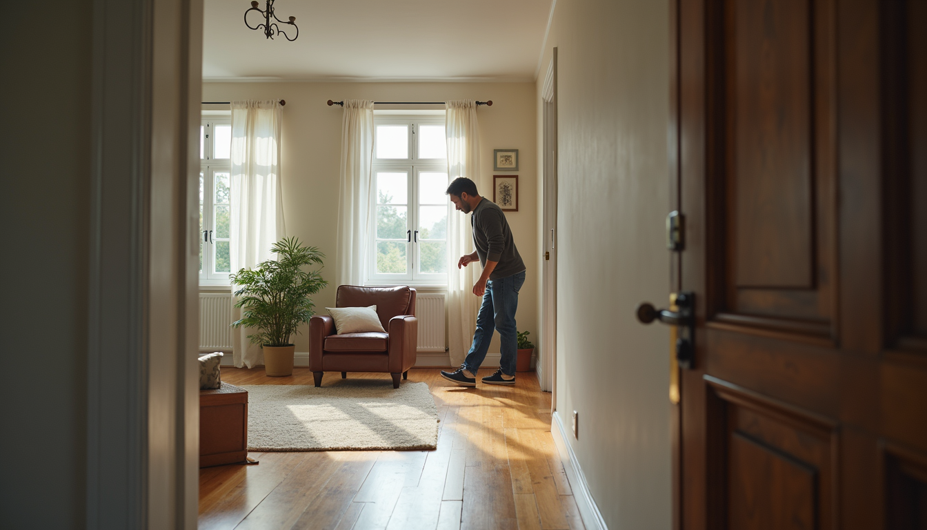 Eye-level view of a house inspection taking place