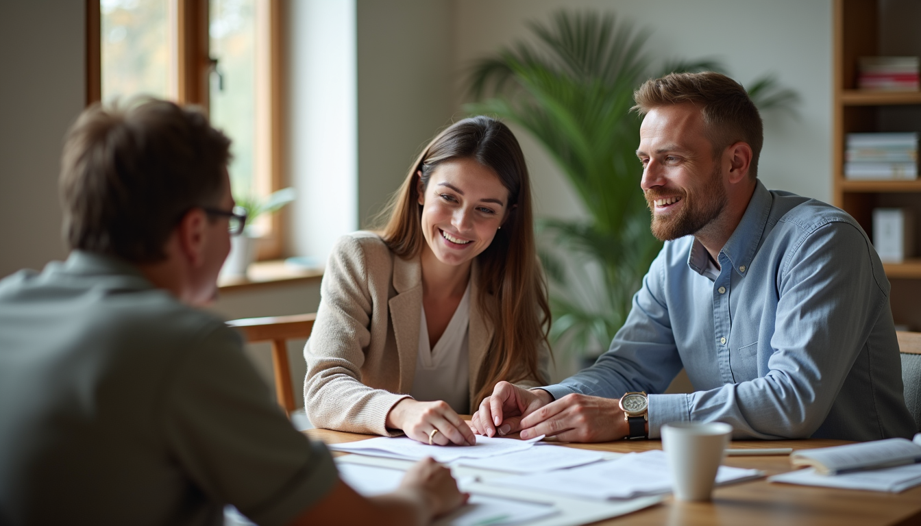 Eye-level view of a family discussing estate planning
