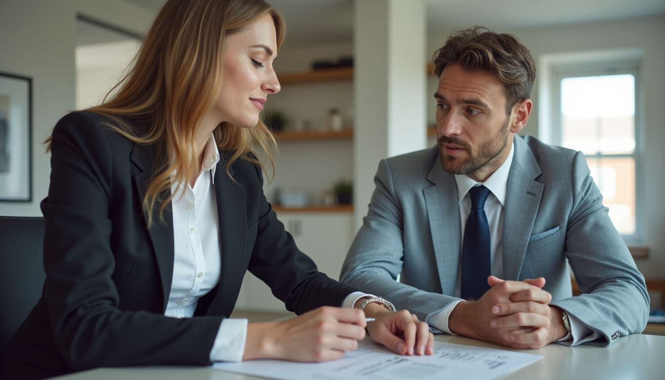 Eye-level view of a real estate agent discussing property details with a client